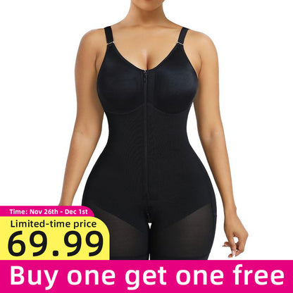 AQA-Women's colombianas shapewear Tummy Control Butt Lifter Shaper with zipper Crotch detachable shoulder strap