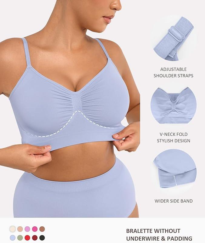 AQA Women's Wireless Bra Comfort Bralettes No Underwire Unlined Cami Bra Seamless Tshirt Bras Sports Bra Bralette Basic Comfortable Fit Womenswear Everyday Up to 44DD