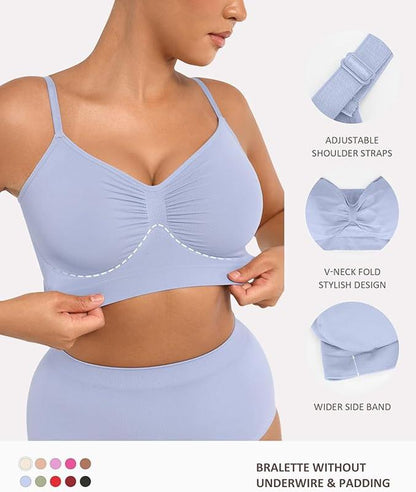 AQA Women's Wireless Bra Comfort Bralettes No Underwire Unlined Cami Bra Seamless Tshirt Bras Sports Bra Bralette Basic Comfortable Fit Womenswear Everyday Up to 44DD