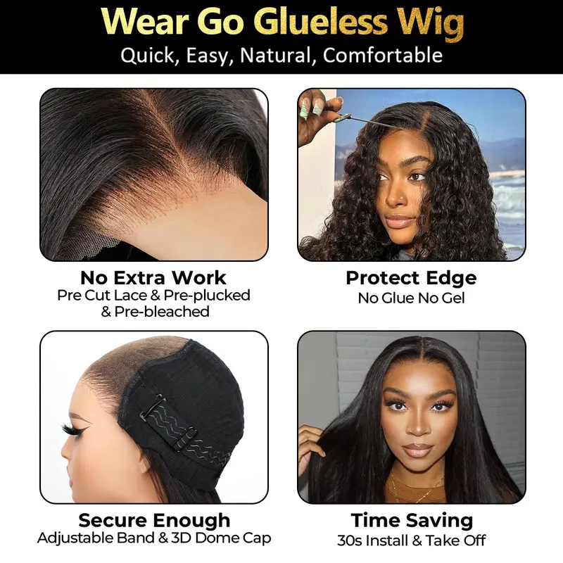 Sale Happening Now:70%OFF — Kinky Straight 360 Full Lace Glueless Wig | Pre-Cut & Pre-Plucked