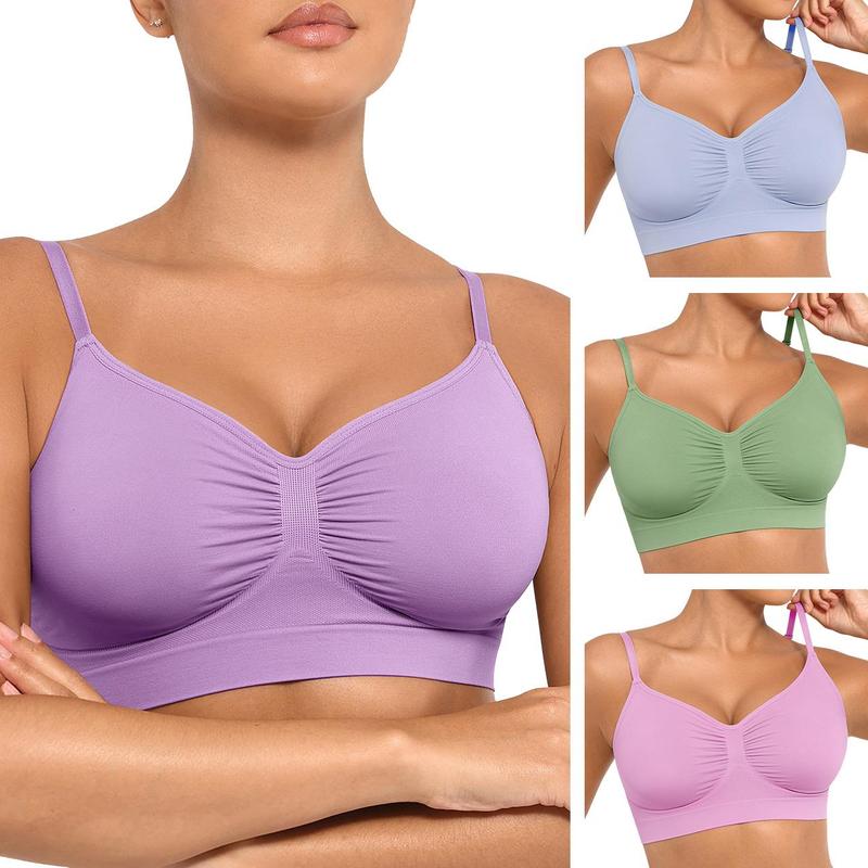 AQA Women's Wireless Bra Comfort Bralettes No Underwire Unlined Cami Bra Seamless Tshirt Bras Sports Bra Bralette Basic Comfortable Fit Womenswear Everyday Up to 44DD