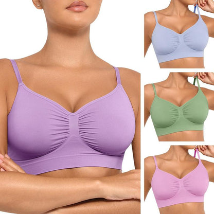 AQA Women's Wireless Bra Comfort Bralettes No Underwire Unlined Cami Bra Seamless Tshirt Bras Sports Bra Bralette Basic Comfortable Fit Womenswear Everyday Up to 44DD