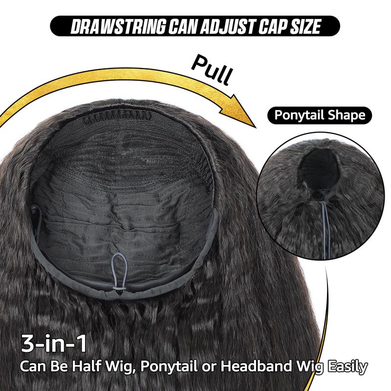 Sale Happening Now: 70% OFF — Afro Curly Glueless Wear-Go Half Wig | 180%–250% Density | Drawstring Cap
