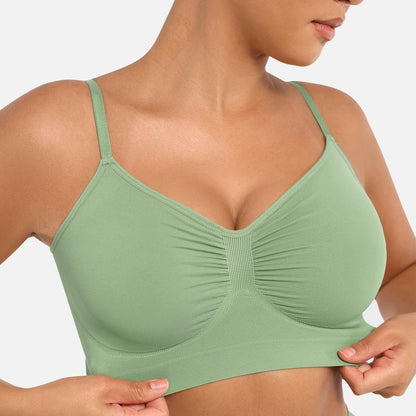 AQA Women's Wireless Bra Comfort Bralettes No Underwire Unlined Cami Bra Seamless Tshirt Bras Sports Bra Bralette Basic Comfortable Fit Womenswear Everyday Up to 44DD