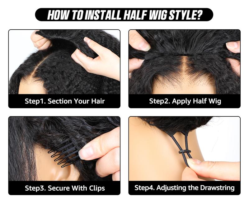 Sale Happening Now: 70% OFF — Afro Curly Glueless Wear-Go Half Wig | 180%–250% Density | Drawstring Cap