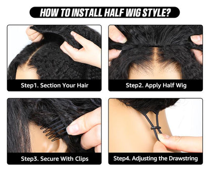 Sale Happening Now: 70% OFF — Afro Curly Glueless Wear-Go Half Wig | 180%–250% Density | Drawstring Cap