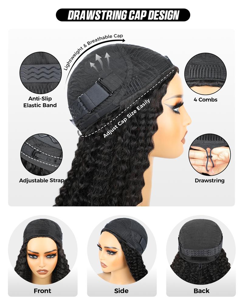Sale Happening Now: 70% OFF — Afro Curly Glueless Wear-Go Half Wig | 180%–250% Density | Drawstring Cap