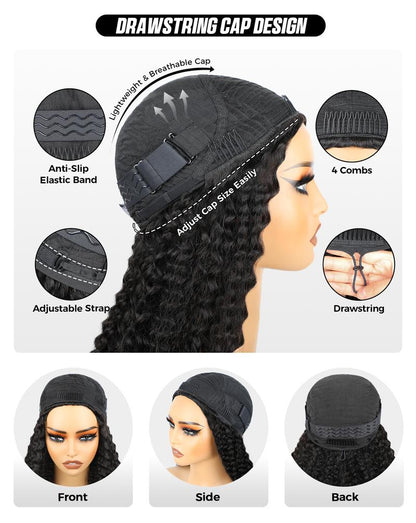 Sale Happening Now: 70% OFF — Afro Curly Glueless Wear-Go Half Wig | 180%–250% Density | Drawstring Cap