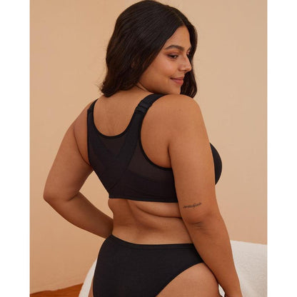 AQA Women's Front Closure Bras Posture Full Coverage Plus Size Underwire Unlined Back Support Plunge Seamless Bra B-H