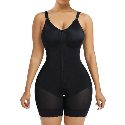 AQA-Women's colombianas shapewear Tummy Control Butt Lifter Shaper with zipper Crotch detachable shoulder strap