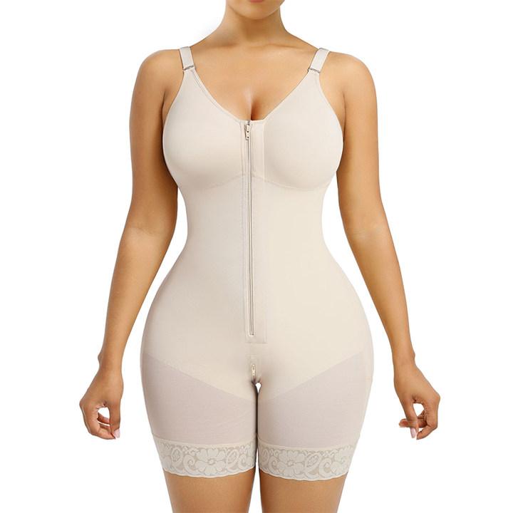 AQA-Women's colombianas shapewear Tummy Control Butt Lifter Shaper with zipper Crotch detachable shoulder strap