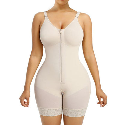 AQA-Women's colombianas shapewear Tummy Control Butt Lifter Shaper with zipper Crotch detachable shoulder strap