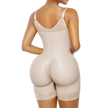 AQA-Women's colombianas shapewear Tummy Control Butt Lifter Shaper with zipper Crotch detachable shoulder strap