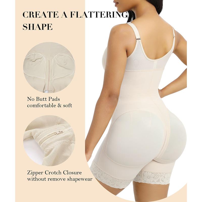 AQA-Women's colombianas shapewear Tummy Control Butt Lifter Shaper with zipper Crotch detachable shoulder strap