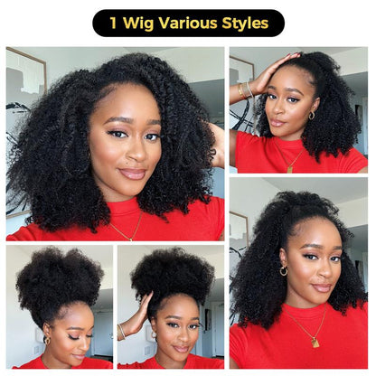 Sale Happening Now: 70% OFF — Afro Curly Glueless Wear-Go Half Wig | 180%–250% Density | Drawstring Cap