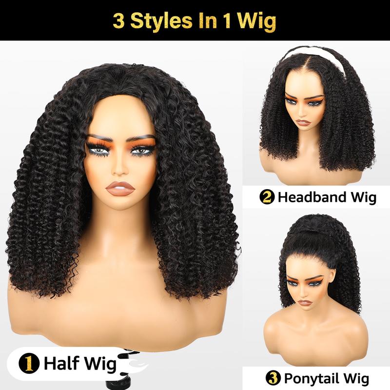 Sale Happening Now: 70% OFF — Afro Curly Glueless Wear-Go Half Wig | 180%–250% Density | Drawstring Cap