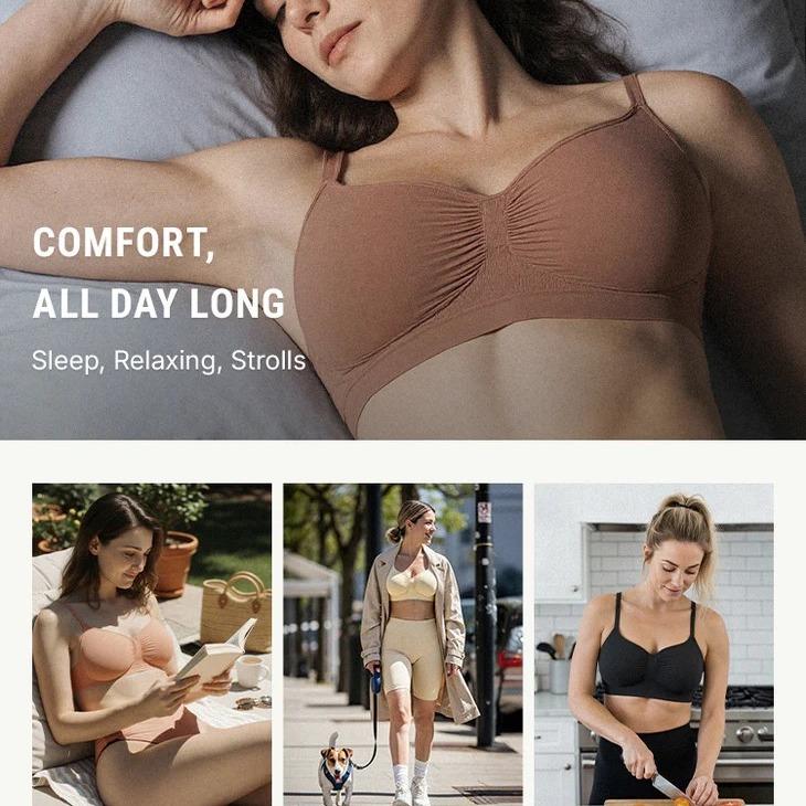 AQA Women's Wireless Bra Comfort Bralettes No Underwire Unlined Cami Bra Seamless Tshirt Bras Sports Bra Bralette Basic Comfortable Fit Womenswear Everyday Up to 44DD