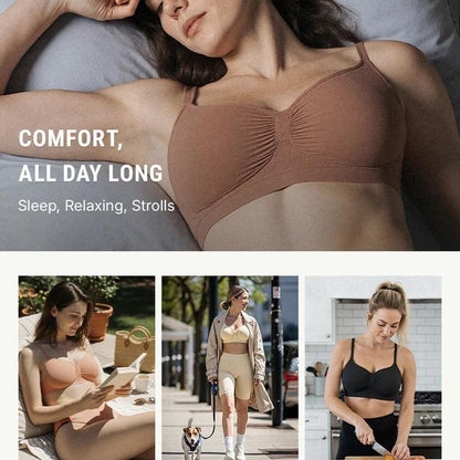 AQA Women's Wireless Bra Comfort Bralettes No Underwire Unlined Cami Bra Seamless Tshirt Bras Sports Bra Bralette Basic Comfortable Fit Womenswear Everyday Up to 44DD